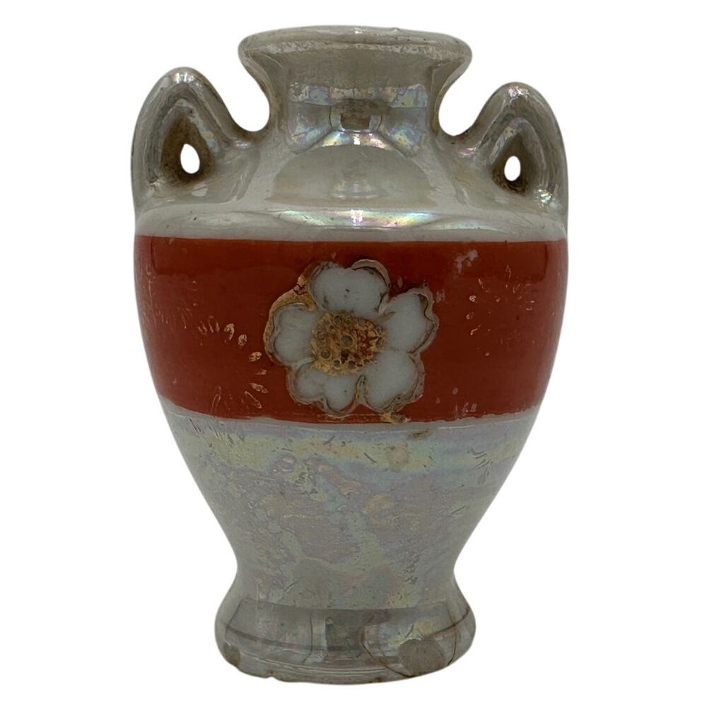 Vintage Miniature Hand Painted Vase Occupied Japan 2.5 inch Pearlescent